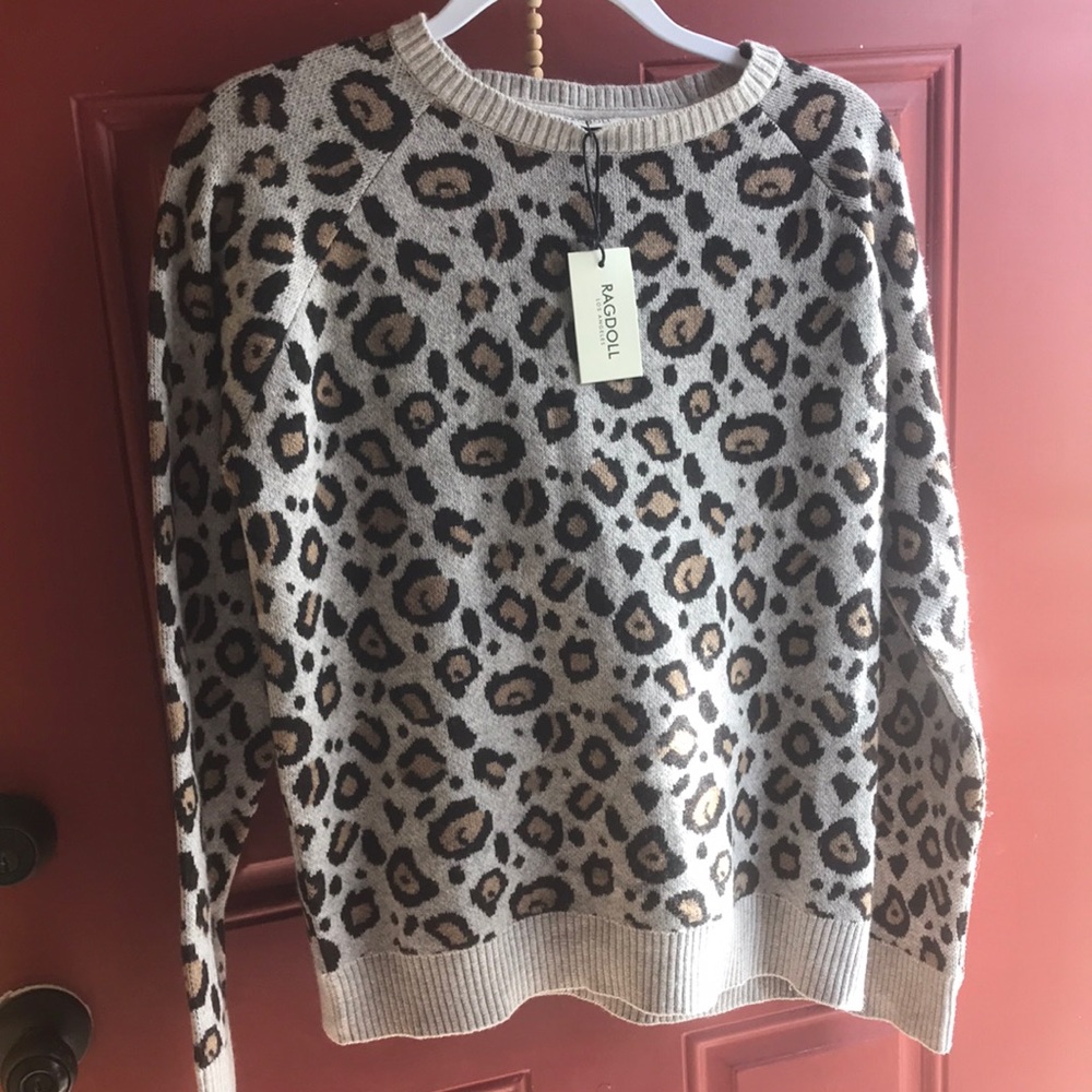 Ragdoll Los Angeles brown leopard 🐆 sweater size S NWT!!